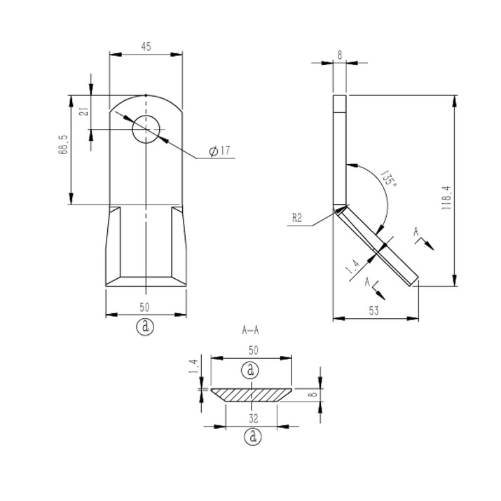 Y-slage 17 x 53 x 118,4 mm