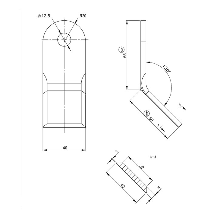Y-slage 12,5 x 57,1 x 65,7 mm